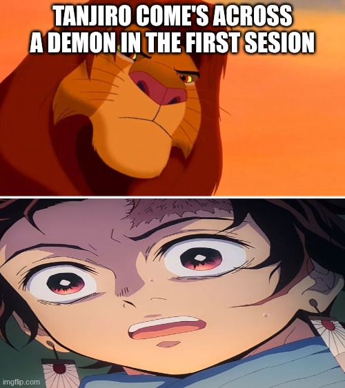 yep | TANJIRO COME'S ACROSS A DEMON IN THE FIRST SESION | image tagged in simba angry at who,demon slayer | made w/ Imgflip meme maker