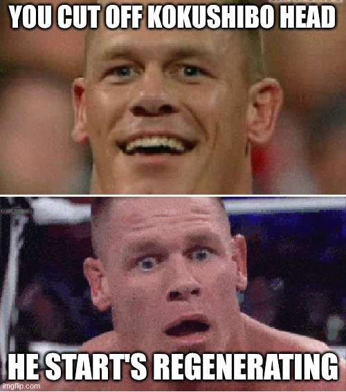 same with akiza tho | YOU CUT OFF KOKUSHIBO HEAD; HE START'S REGENERATING | image tagged in john cena happy/sad,demon slayer | made w/ Imgflip meme maker