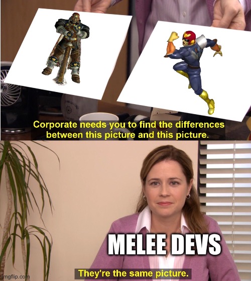 They're The Same Picture Meme | MELEE DEVS | image tagged in memes,they're the same picture | made w/ Imgflip meme maker