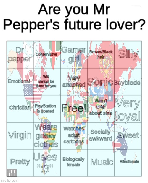 image tagged in mr pepper's future lover bingo | made w/ Imgflip meme maker