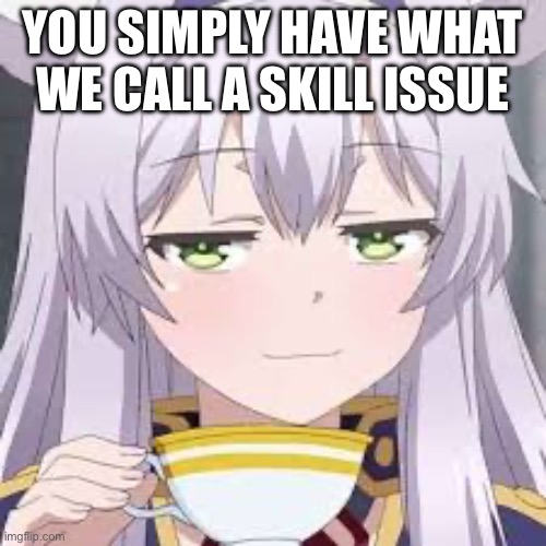 YOU SIMPLY HAVE WHAT WE CALL A SKILL ISSUE | image tagged in smug anime face | made w/ Imgflip meme maker