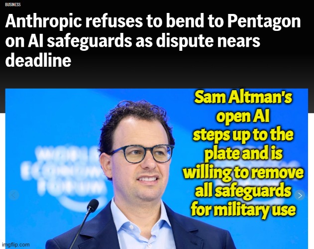 Here come Skynet, it is now called OPENAI | Sam Altman's open AI steps up to the plate and is willing to remove all safeguards for military use | image tagged in skynet,terminator robot t-800,terminator,ai,tech,iran | made w/ Imgflip meme maker