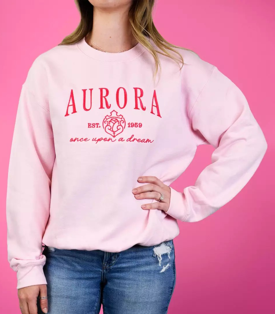 Aurora Embroidered Pullover Sweatshirt for Women – Sleeping Beau Blank Meme Template