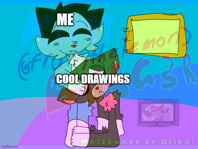 Yet another example lol | ME; COOL DRAWINGS | image tagged in oggy comforting sleepy jack | made w/ Imgflip meme maker