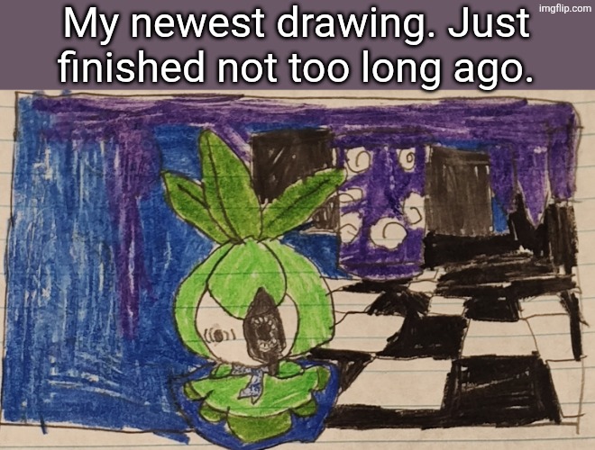 I call it, "Petilil and the Black Sun" | My newest drawing. Just finished not too long ago. | image tagged in pokemon,sonic exe | made w/ Imgflip meme maker