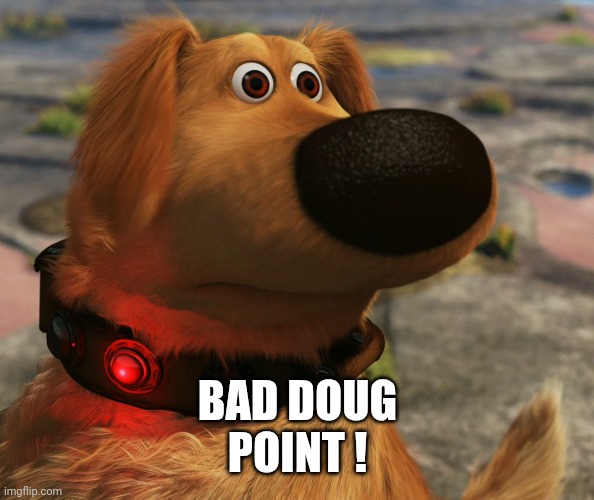 Doug “squirrel!” | BAD DOUG
POINT ! | image tagged in doug squirrel | made w/ Imgflip meme maker