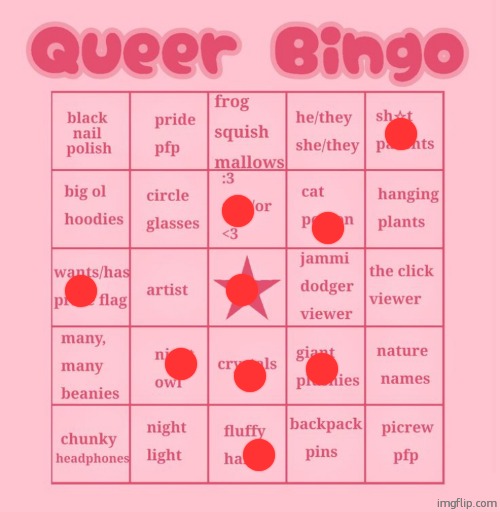 :3 | image tagged in queer bingo | made w/ Imgflip meme maker