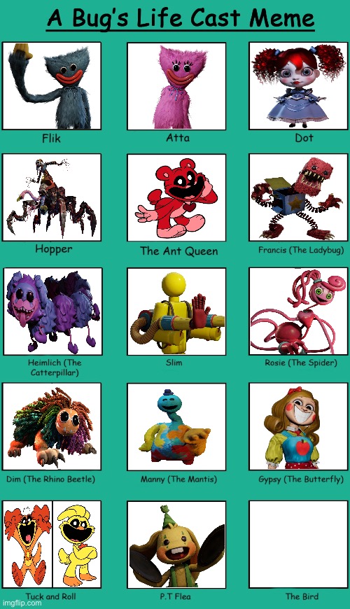A Toy’s Life Cast Meme (Poppy Playtime) | image tagged in a bug s life cast meme | made w/ Imgflip meme maker