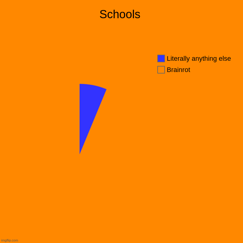 Schools | Brainrot, Literally anything else | image tagged in charts,pie charts | made w/ Imgflip chart maker