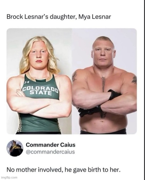 image tagged in brock lesnar,daughter,mya lesnar,birth | made w/ Imgflip meme maker