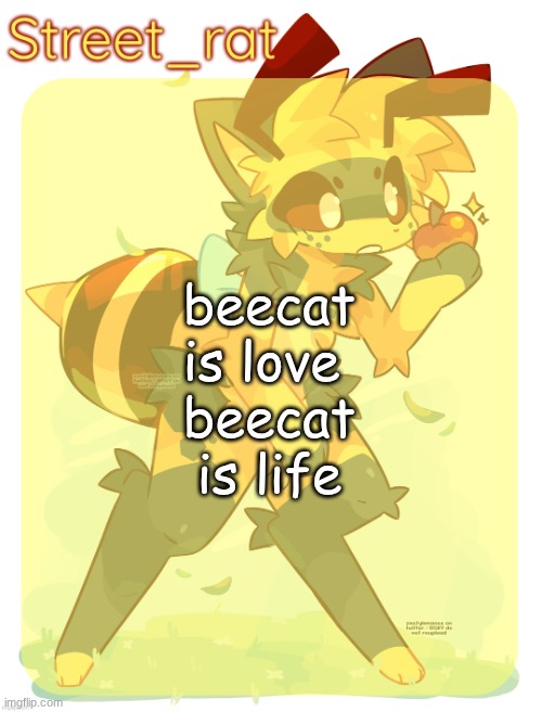 new temp. | beecat is love 
beecat is life | image tagged in rats beecat temp | made w/ Imgflip meme maker