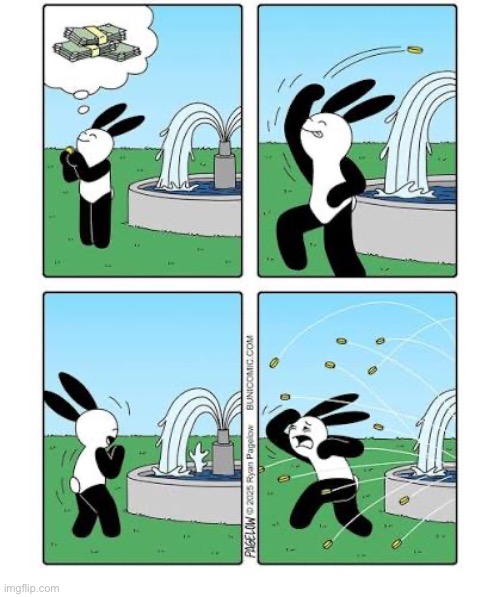 Buni Comics | image tagged in comics,buni comics,water fountain,money,wish,throw back | made w/ Imgflip meme maker