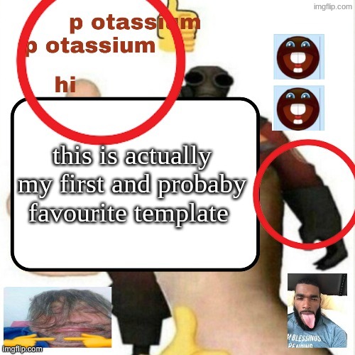 i lowk miss Femt | this is actually my first and probaby favourite template | image tagged in potassium announcement template | made w/ Imgflip meme maker