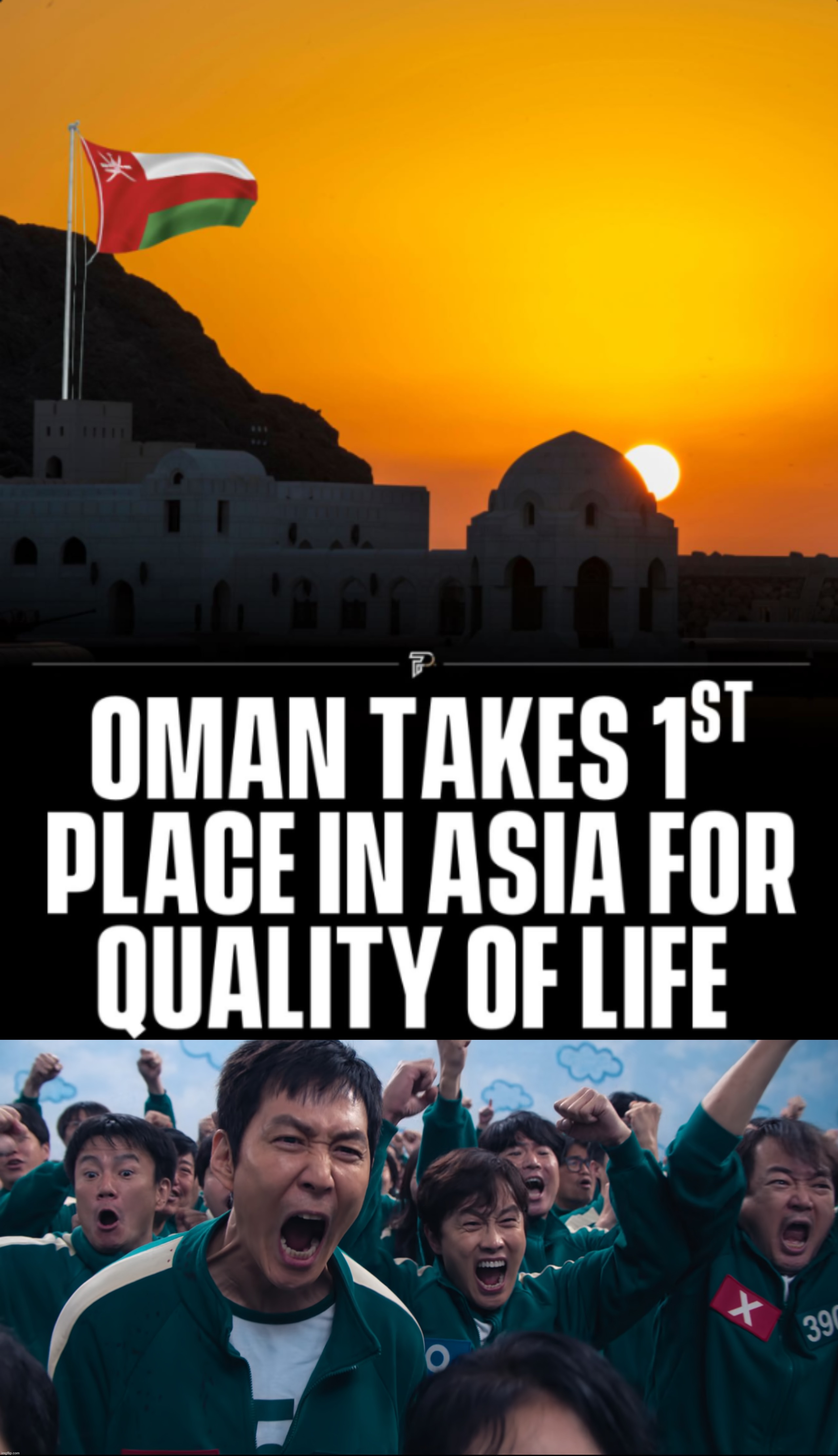 PROUD TO HAVE HAVE OMANI ORGINS RAAAAAHHH | image tagged in squid game cheer | made w/ Imgflip meme maker