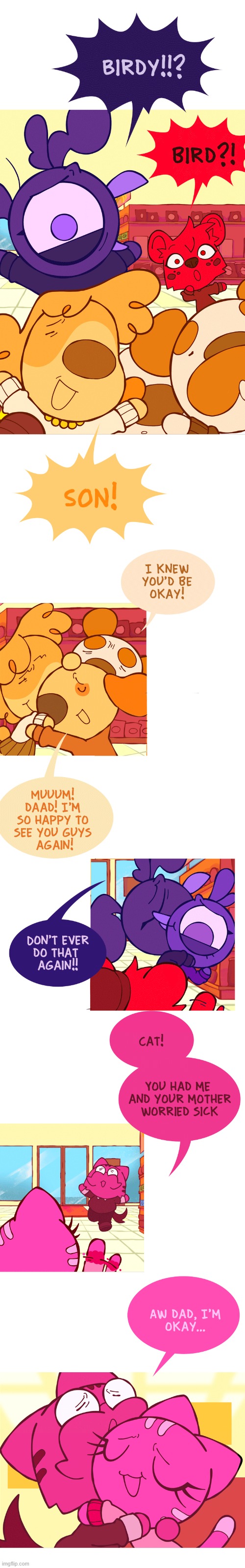 image tagged in cat,bird,dog,family,reunion,aww | made w/ Imgflip meme maker