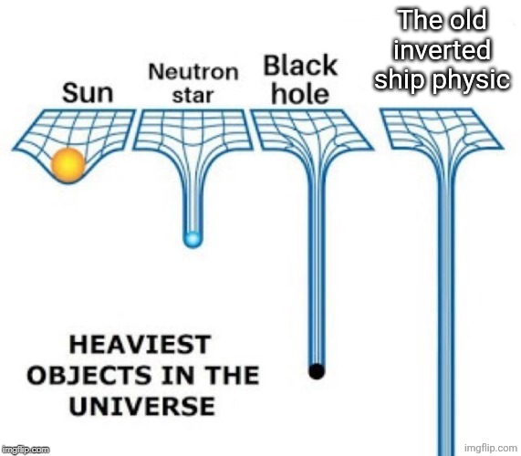 heaviest objects in the universe | The old inverted ship physic | image tagged in heaviest objects in the universe | made w/ Imgflip meme maker