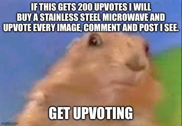 Dramatic Chipmunk | IF THIS GETS 200 UPVOTES I WILL BUY A STAINLESS STEEL MICROWAVE AND UPVOTE EVERY IMAGE, COMMENT AND POST I SEE. GET UPVOTING | image tagged in dramatic chipmunk | made w/ Imgflip meme maker