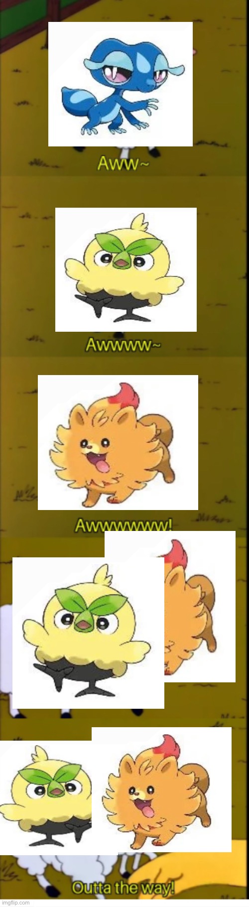 Gen 10 starters in a nutshell | image tagged in pokemon,simpsons,pomeranian | made w/ Imgflip meme maker