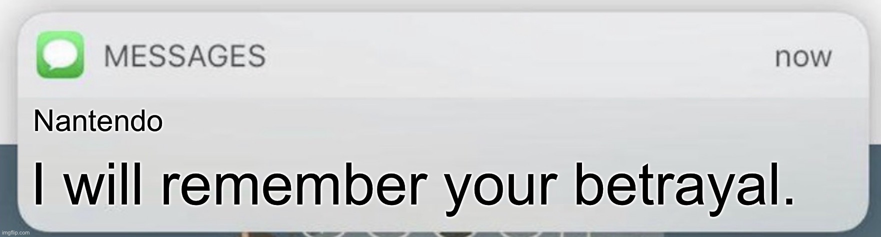 Messages | Nantendo I will remember your betrayal. | image tagged in messages | made w/ Imgflip meme maker