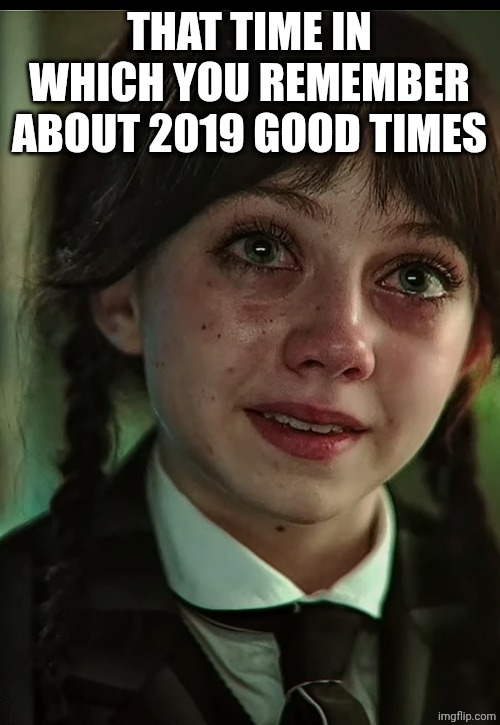 Agnes Wednesday | THAT TIME IN WHICH YOU REMEMBER ABOUT 2019 GOOD TIMES | image tagged in agnes wednesday | made w/ Imgflip meme maker