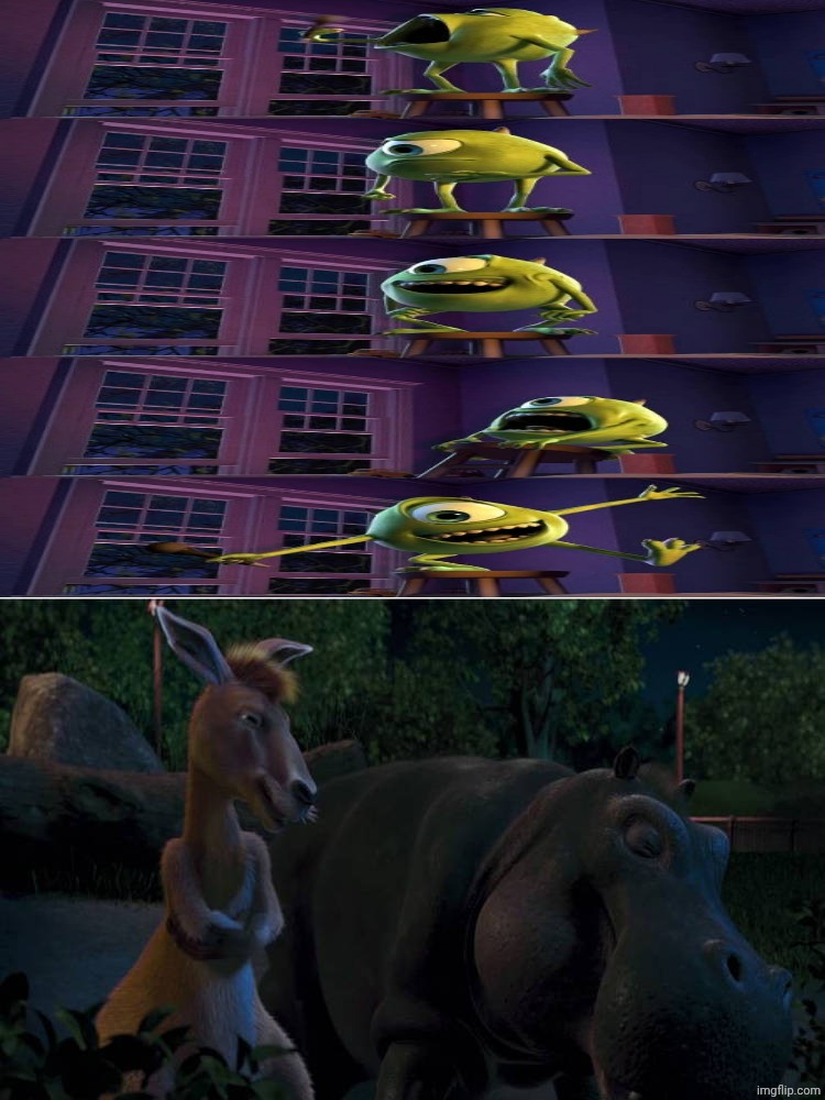 Duke and Eze laugh at Mike eating the microphone | image tagged in duke and eze laugh at what,deviantart,crossover,disney,pixar,monsters inc | made w/ Imgflip meme maker