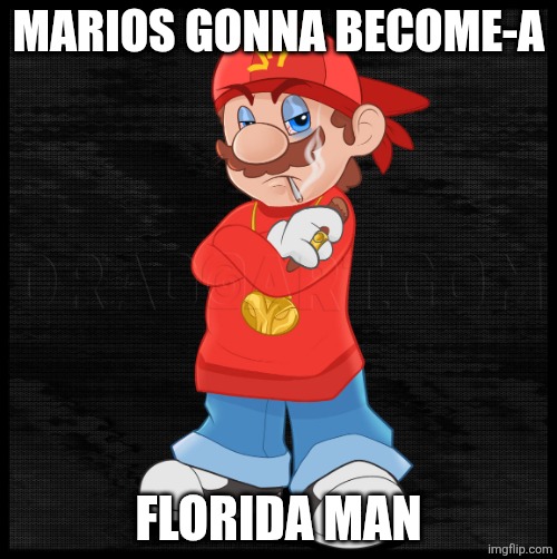 Gangster mario | MARIOS GONNA BECOME-A; FLORIDA MAN | image tagged in gangster mario | made w/ Imgflip meme maker