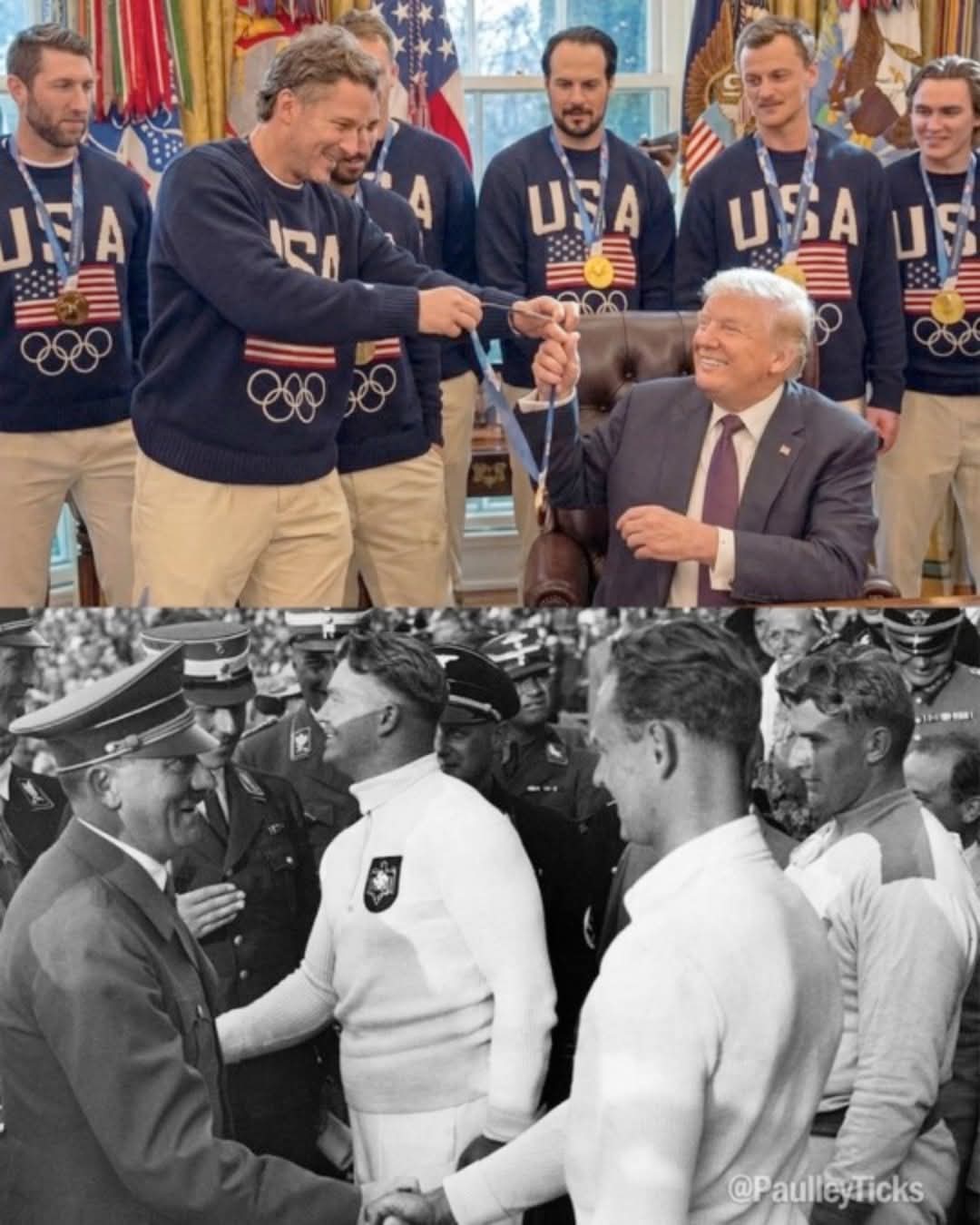 Donald Trump and Adolf Hitler honoring Olympics medalists Blank Meme Template