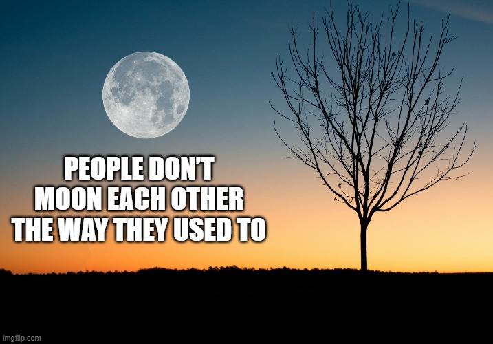Moon Each Other | PEOPLE DON’T MOON EACH OTHER THE WAY THEY USED TO | image tagged in moon each other | made w/ Imgflip meme maker