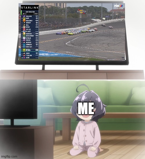 i can't stop watching nascar bruh | ME | image tagged in young utena watching tv | made w/ Imgflip meme maker