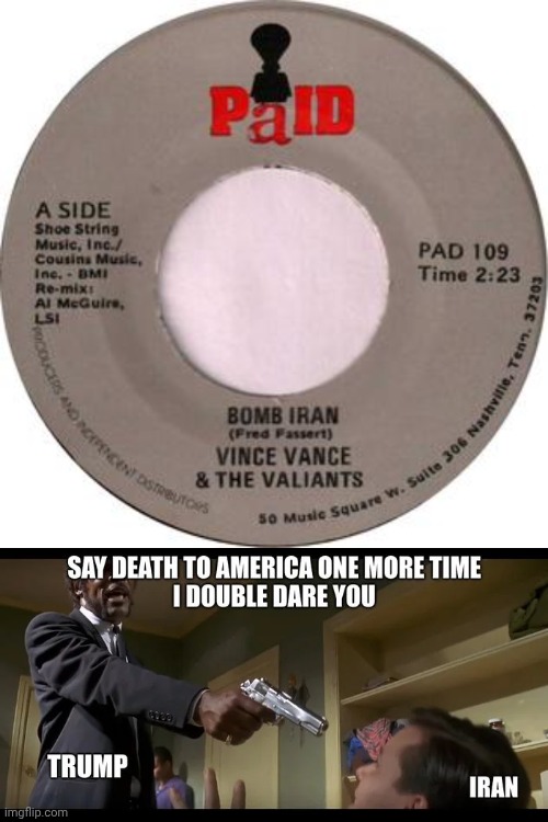 Time to dust off the old Vinyl | image tagged in single,45rpm,iran,no nuke for you,bomb bomb bomb bomb iran | made w/ Imgflip meme maker