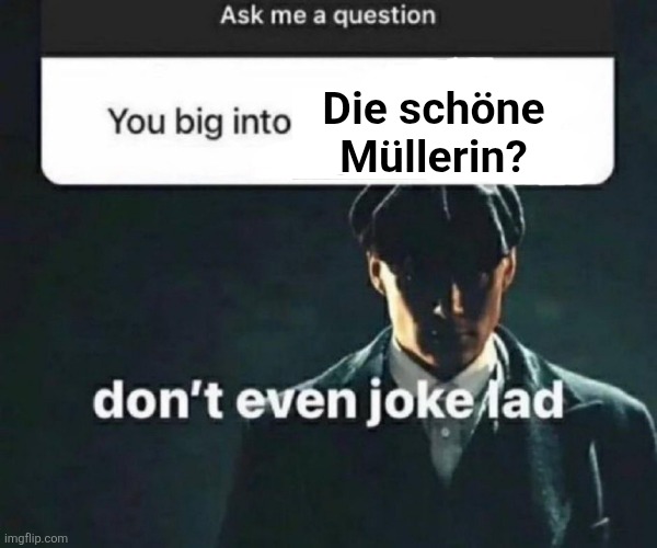 You big into X | Die schöne Müllerin? | image tagged in you big into x | made w/ Imgflip meme maker