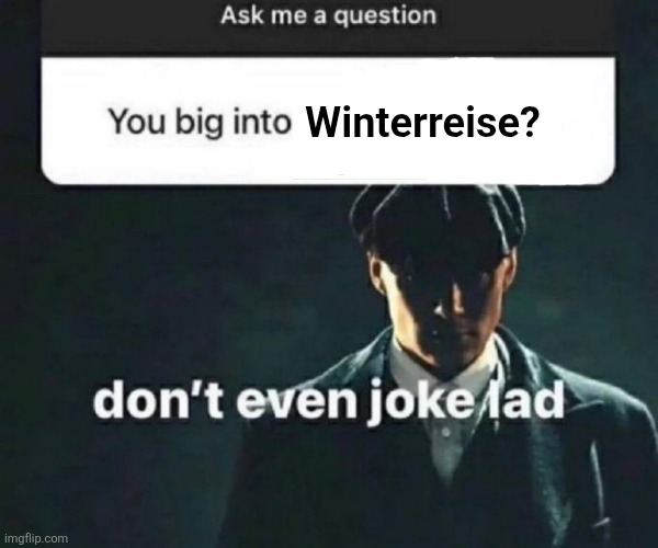Me | Winterreise? | image tagged in you big into x | made w/ Imgflip meme maker