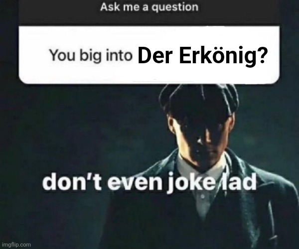You big into X | Der Erkönig? | image tagged in you big into x | made w/ Imgflip meme maker