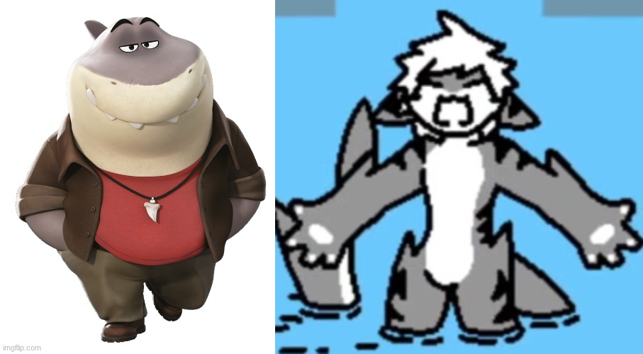 there are two sharksonas (I fixed it. sorry for flashing y'all with the 34th rule) | image tagged in mr shark,tiger shark rage | made w/ Imgflip meme maker