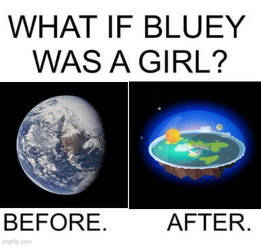 BLUEY IS NOT A GIRL | image tagged in bluey,bluey is a boy,earth,male bluey society,round earth,flat earth | made w/ Imgflip meme maker