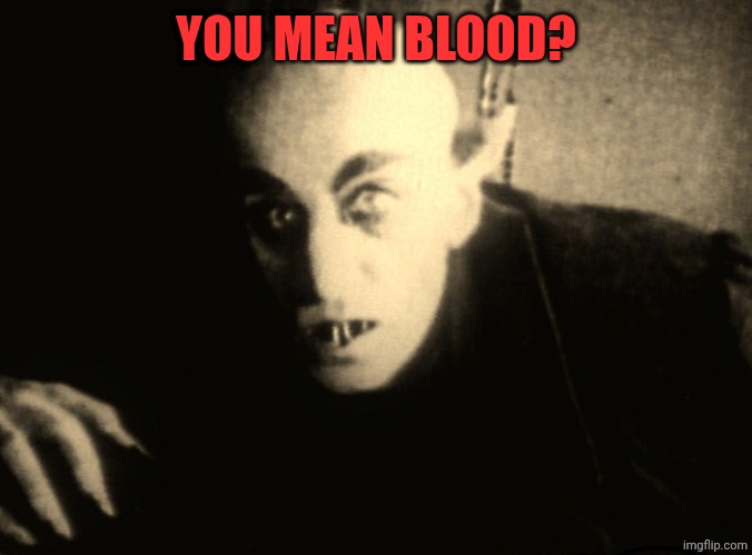 Nosferatu | YOU MEAN BLOOD? | image tagged in nosferatu | made w/ Imgflip meme maker