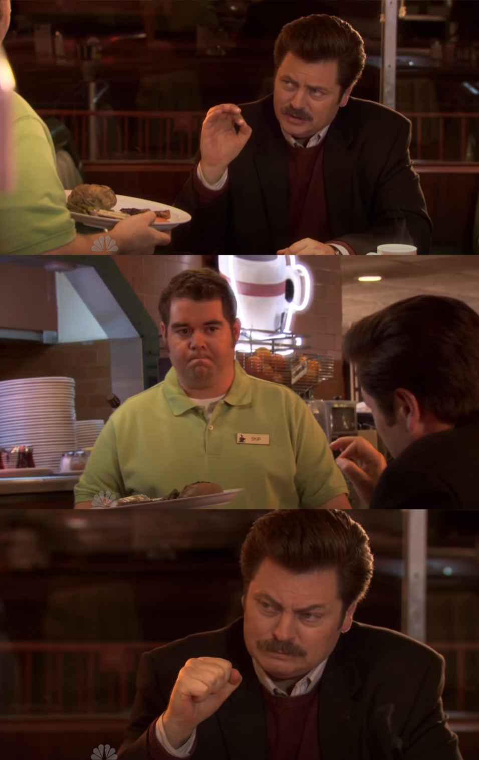 ron swanson bacon and eggs Blank Meme Template