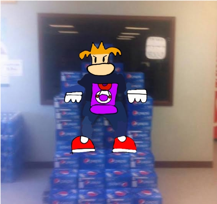 Rayman sitting in a Pepsi chair Blank Meme Template