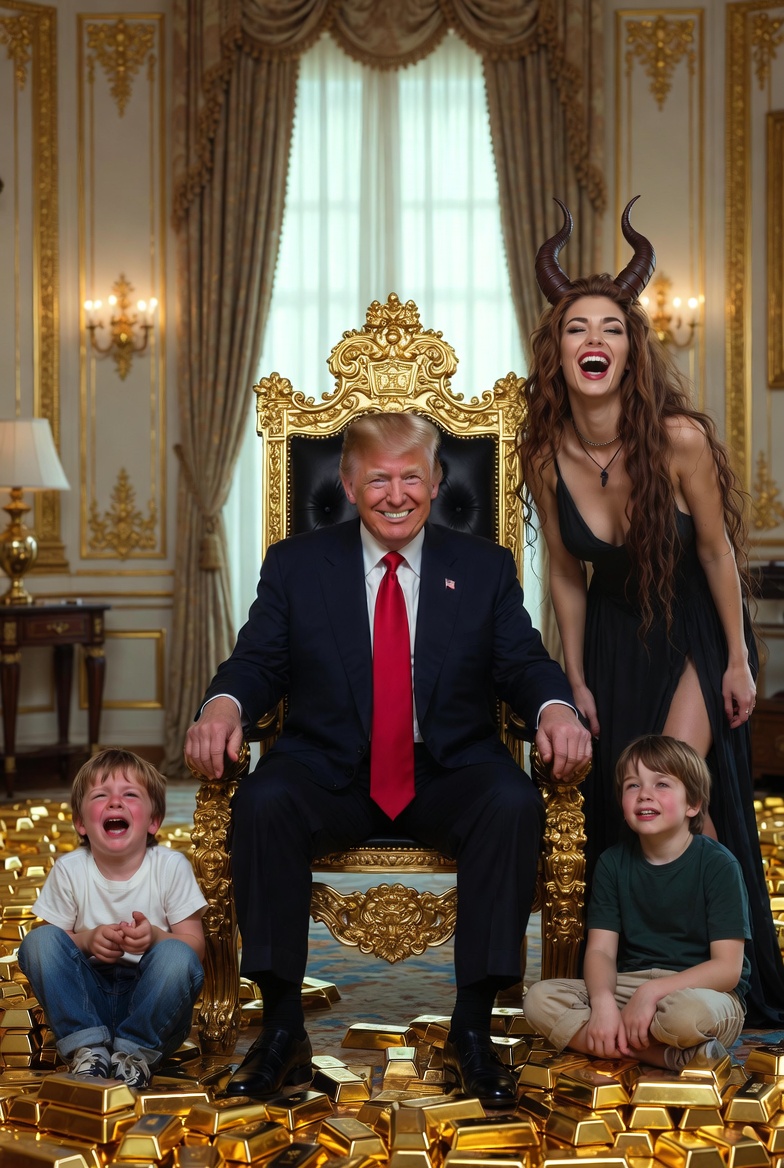 King Donald Trump Satan Mammon worship Blank Meme Template