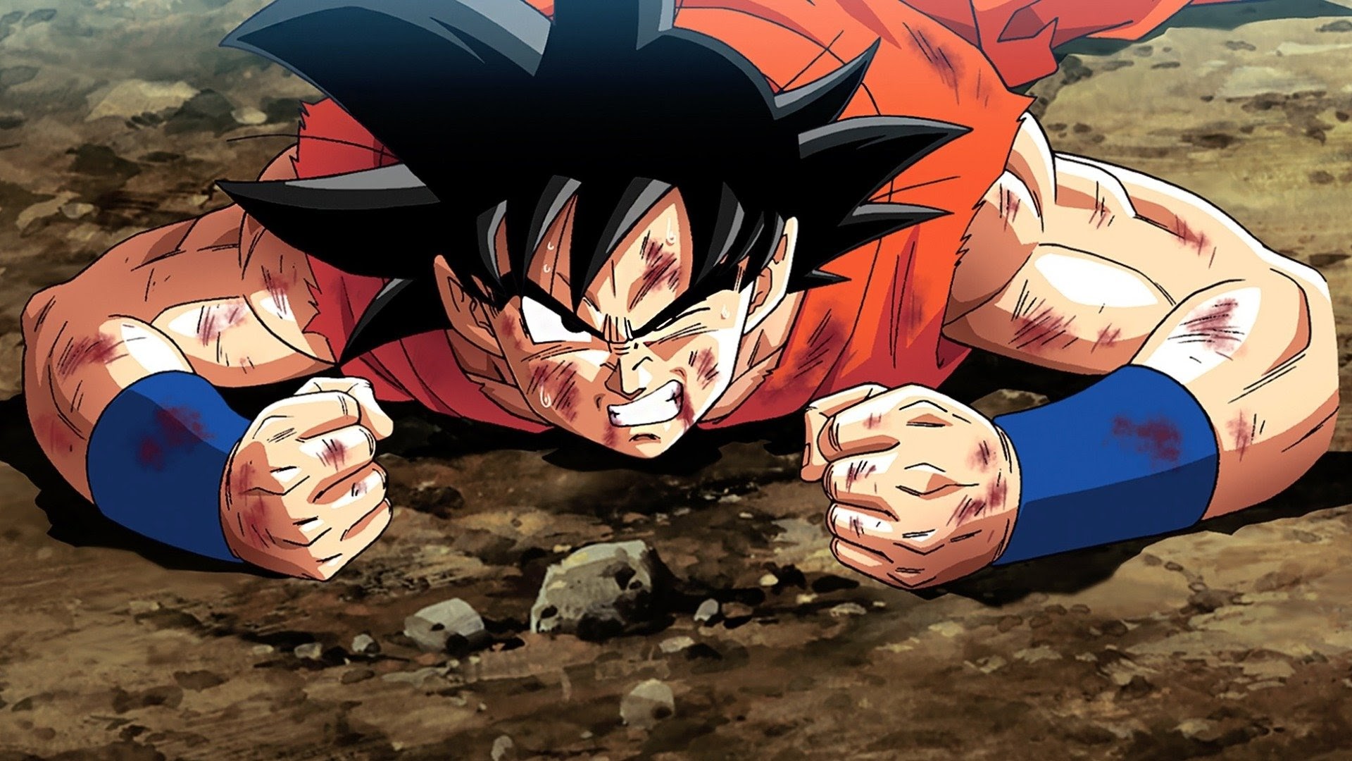 Goku injured looking up Blank Meme Template