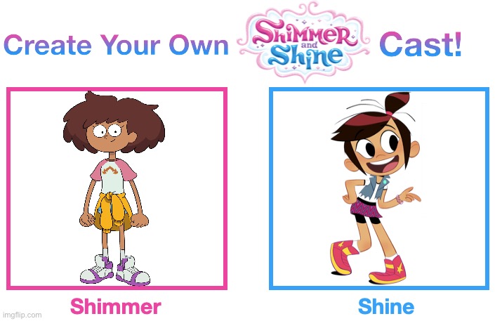 Anne and Molly (Shimmer and Shine) | image tagged in create your own shimmer and shine cast,shimmer and shine,amphibia,the ghost and molly mcgee,cast meme,recast | made w/ Imgflip meme maker