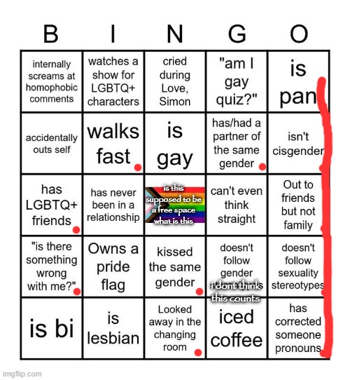 love, simon isn't even that good the book is so much better | is this supposed to be a free space what is this; i dont think this counts | image tagged in mmm yes non hetero bingo | made w/ Imgflip meme maker