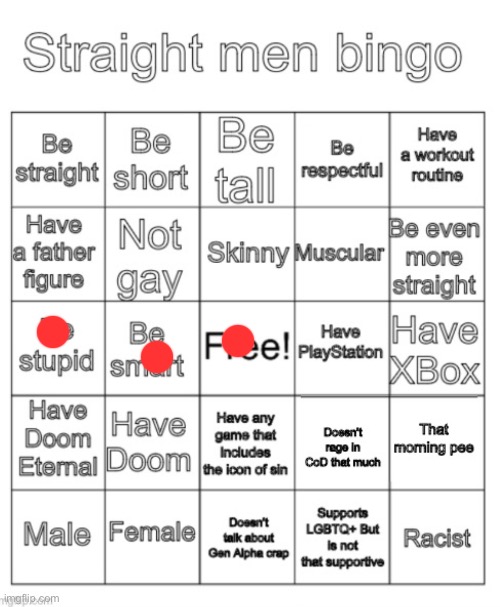 This is why I am not a straight man | image tagged in straight men bingo | made w/ Imgflip meme maker
