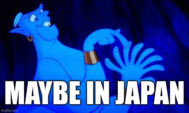 genie counting on fingers | MAYBE IN JAPAN | image tagged in genie counting on fingers | made w/ Imgflip meme maker