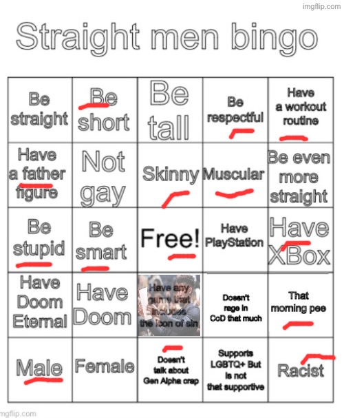 Straight men bingo | image tagged in straight men bingo | made w/ Imgflip meme maker