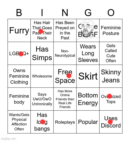 Not even a femboy I just wanted to do this | image tagged in femboy bingo | made w/ Imgflip meme maker