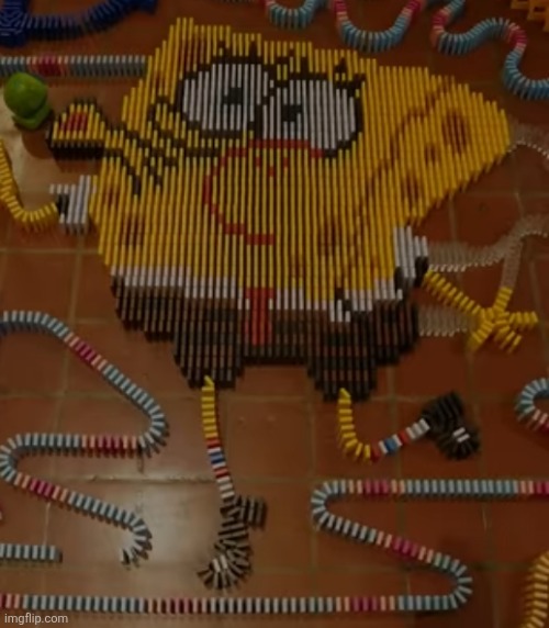 It's crazy how long some of these take to put together. | image tagged in spongebob squarepants,dominos | made w/ Imgflip meme maker