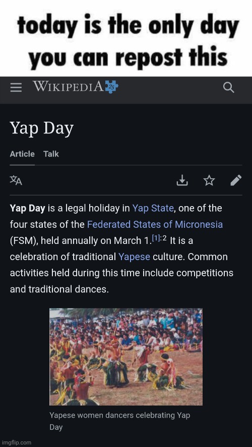 It's excessive talking day today | image tagged in today is the only day you can repost this,yap,memes,funny,wikipedia | made w/ Imgflip meme maker