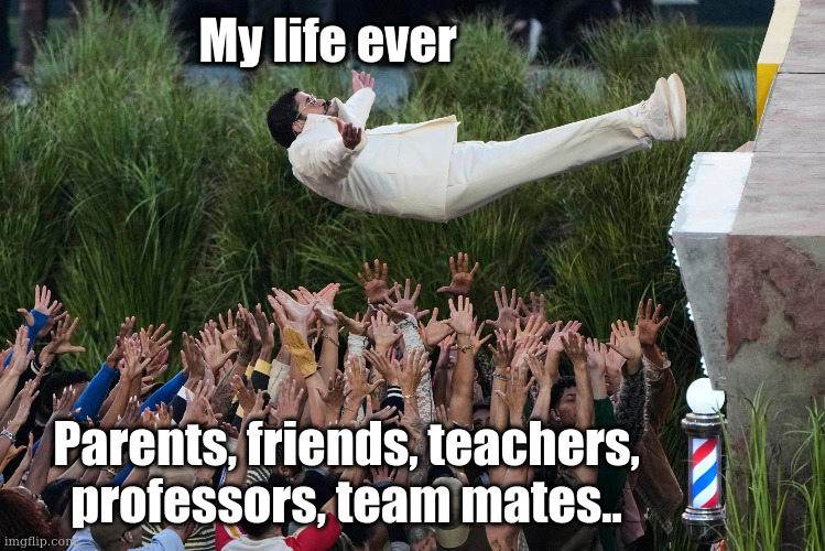 Bad Bunny Fall | My life ever; Parents, friends, teachers, professors, team mates.. | image tagged in bad bunny fall | made w/ Imgflip meme maker