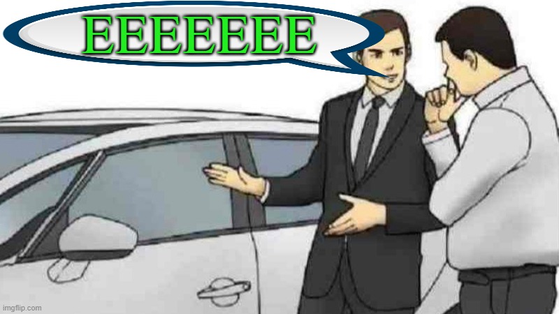 EEEEEEE | EEEEEEE | image tagged in memes,car salesman slaps roof of car,green | made w/ Imgflip meme maker